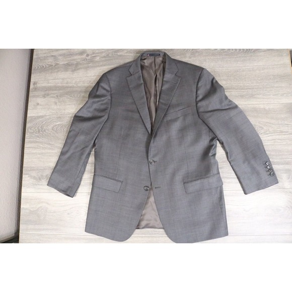 54L Hart Schaffner Marx Gray Wool 2-Piece Suit Trousers Jacket Pants 39 - Picture 2 of 15